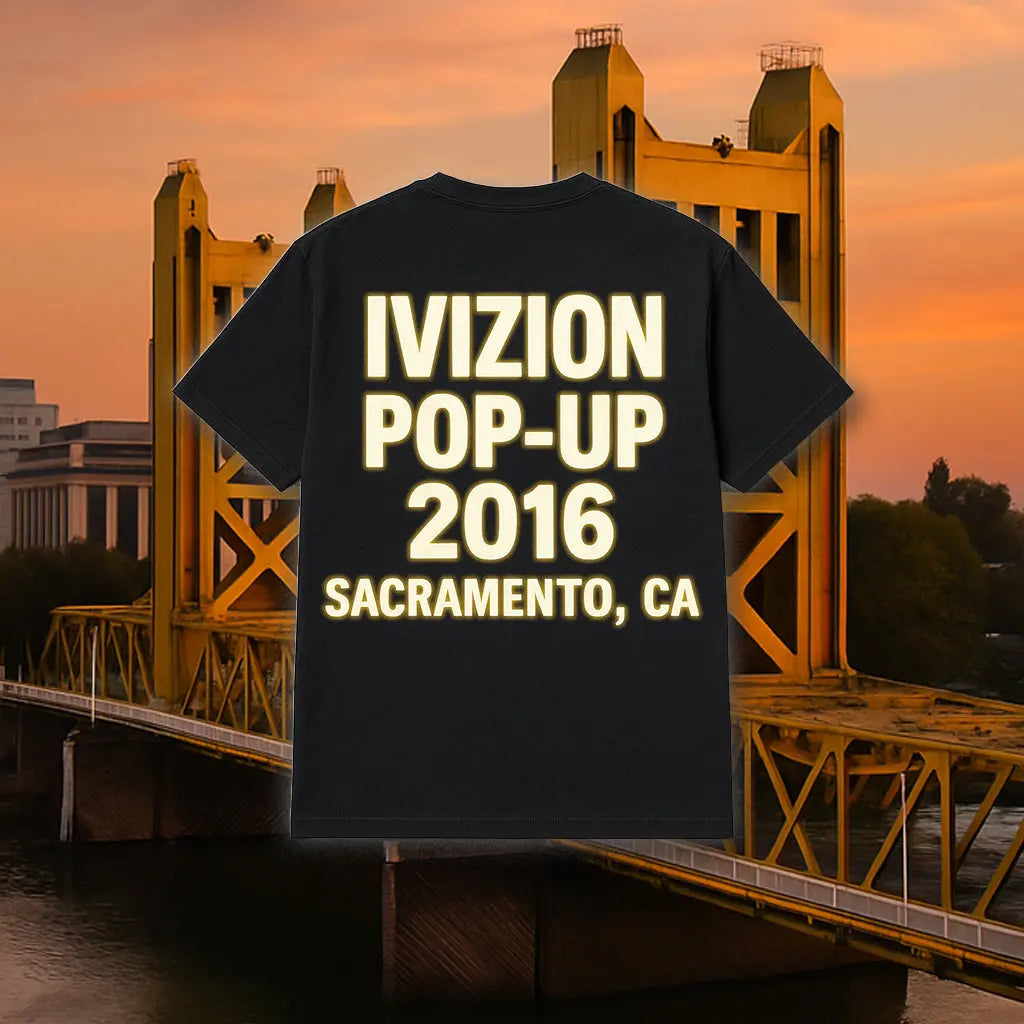 IVIZION Pop Up 2016 Sacramento Edition black tee – premium streetwear limited drop